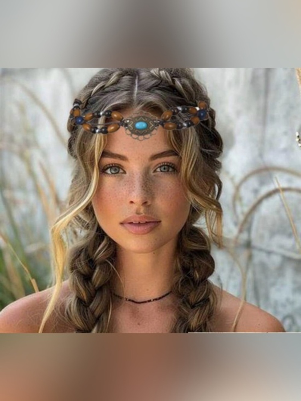 ✨Bohemian Turquoise & Brown Beaded Headchain